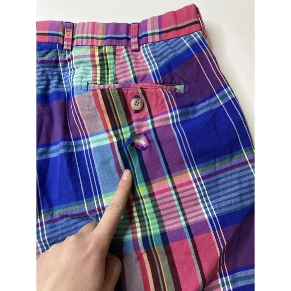 Peter Millar Men's 36 Shorts Performance Flat Front Golf Chino Plaid Flaw - Picture 8 of 8